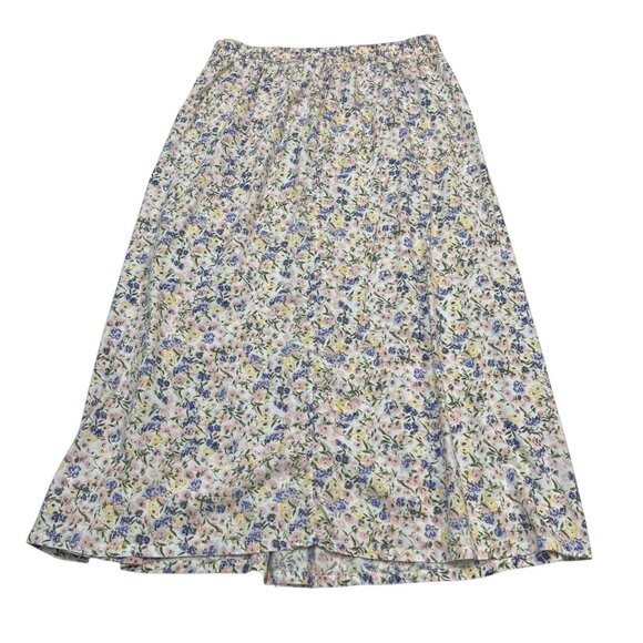 Vintage Knit & Pearl Skirt Womens M White Purple Floral Maxi Cottagecore Western - Picture 3 of 8